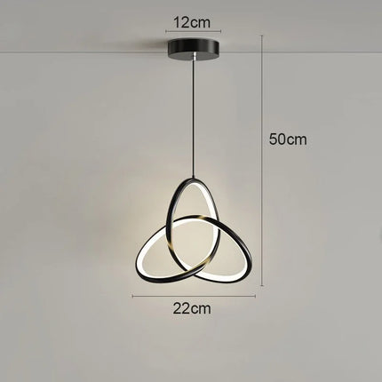 Suspension LED nordique en métal, lumière blanche et chaude, ambiance cosy