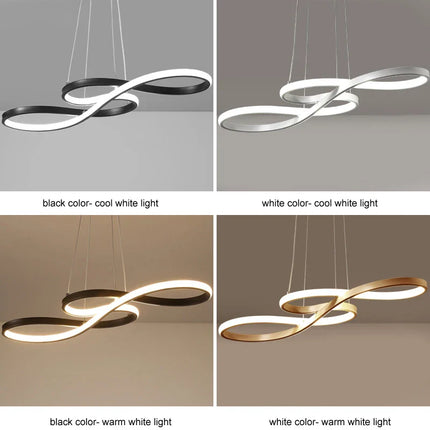 Suspension LED îlot cuisine moderne dimmable avec télécommande, lumière chaleureuse