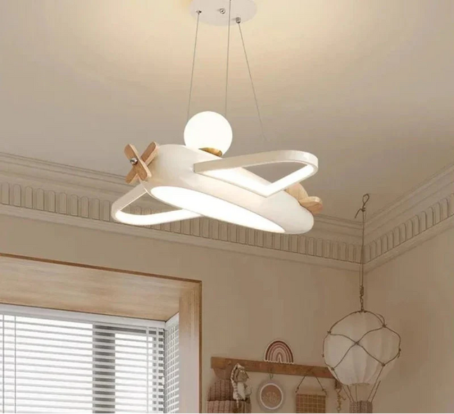 Suspension lustre LED moderne avion, lumière chaude pour chambre enfant