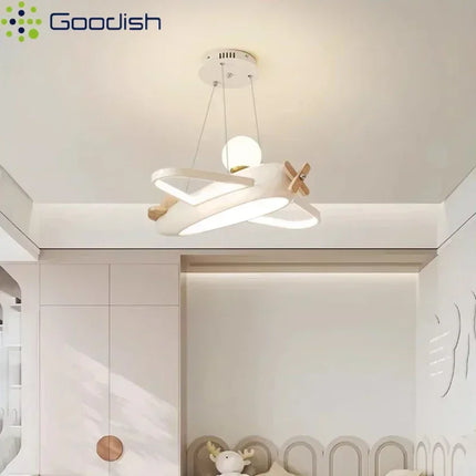 Suspension lustre LED moderne avion, lumière chaude pour chambre enfant