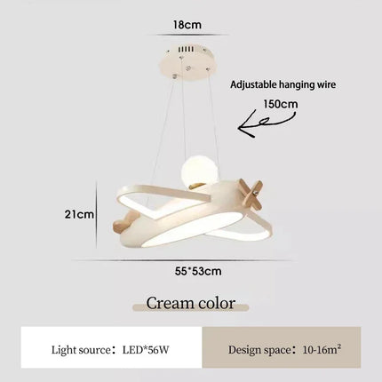 Suspension lustre LED moderne avion, lumière chaude pour chambre enfant