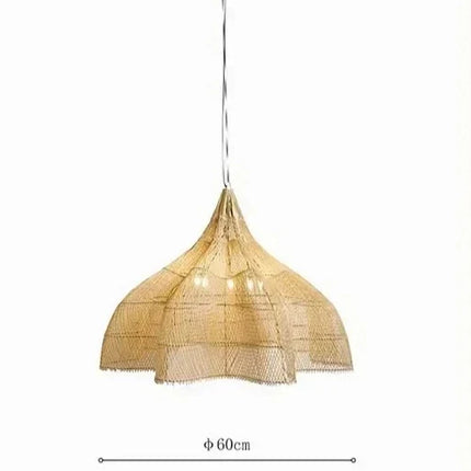 Suspension rétro en rotin Wabi-sabi, lumière LED pour salon et restaurant