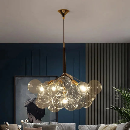 Suspension moderne américaine en verre bulle LED pour salon et hall