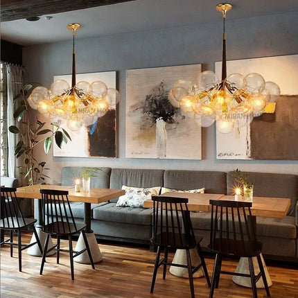 Suspension moderne américaine en verre bulle LED pour salon et hall