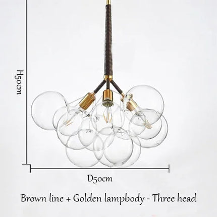 Suspension moderne américaine en verre bulle LED pour salon et hall