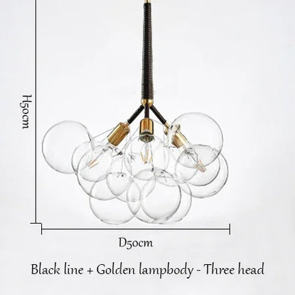 Suspension moderne américaine en verre bulle LED pour salon et hall