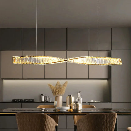 Suspension moderne en cristal K9 spirale, lumière LED pour îlot et salle à manger