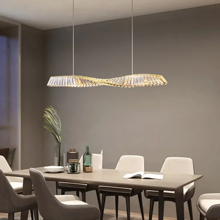 Suspension moderne en cristal K9 spirale, lumière LED pour îlot et salle à manger