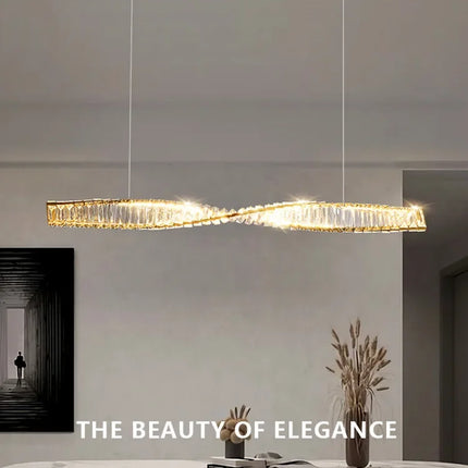 Suspension moderne en cristal K9 spirale, lumière LED pour îlot et salle à manger