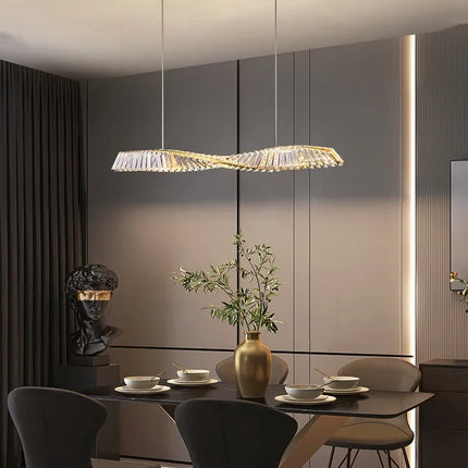 Suspension moderne en cristal K9 spirale, lumière LED pour îlot et salle à manger