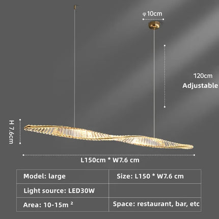 Suspension moderne en cristal K9 spirale, lumière LED pour îlot et salle à manger