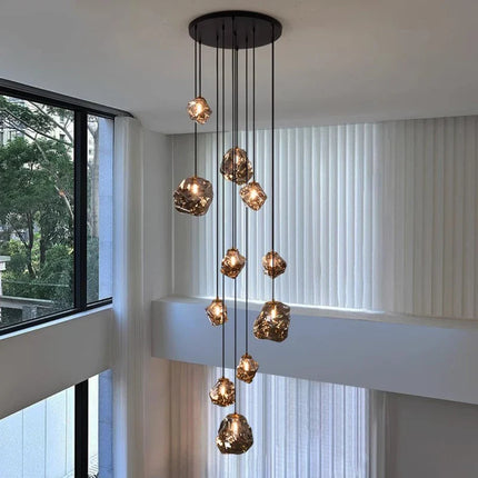 Suspension moderne en alliage et verre, éclairage LED pour salon et salle à manger