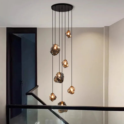 Suspension moderne en alliage et verre, éclairage LED pour salon et salle à manger