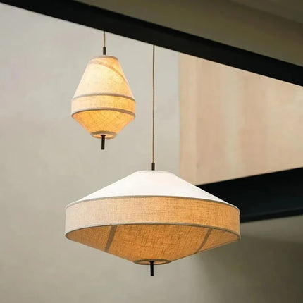 Suspension Wabi Sabi en tissu blanc style japonais pour ambiance cosy