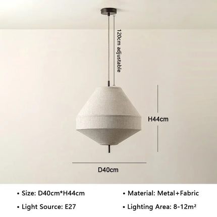 Suspension Wabi Sabi en tissu blanc style japonais pour ambiance cosy