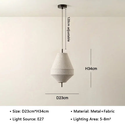 Suspension Wabi Sabi en tissu blanc style japonais pour ambiance cosy