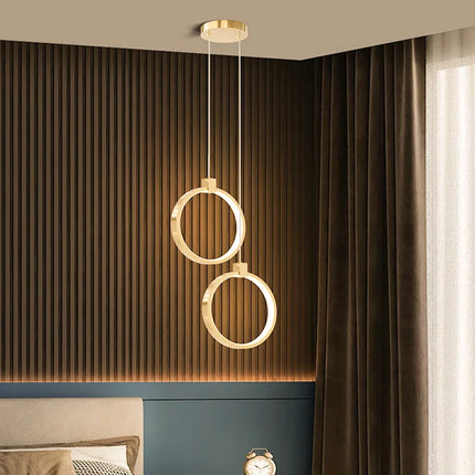 Suspension LED moderne DINDALLED or circulaire pour salon et chambre