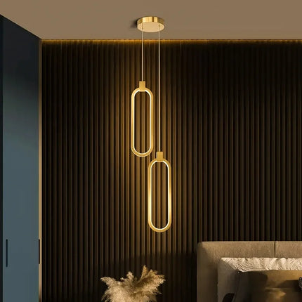 Suspension LED moderne DINDALLED or circulaire pour salon et chambre