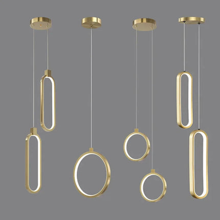 Suspension LED moderne DINDALLED or circulaire pour salon et chambre