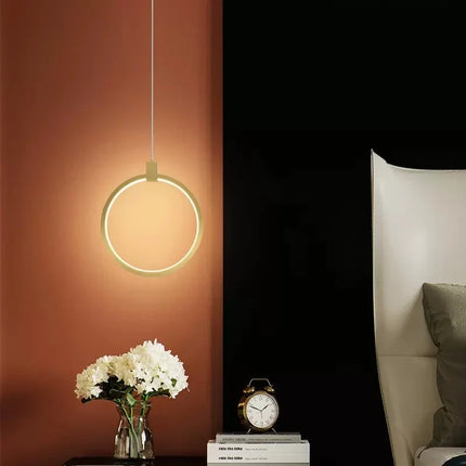 Suspension LED moderne DINDALLED or circulaire pour salon et chambre
