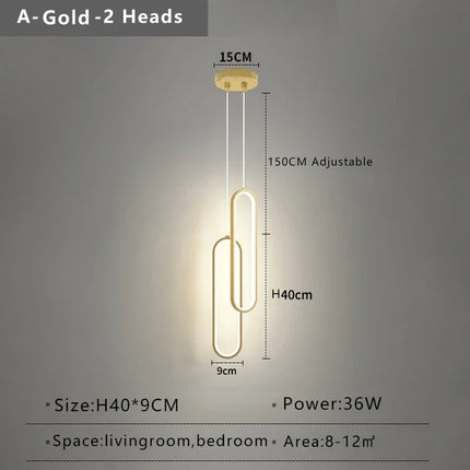 Suspension LED moderne DINDALLED or circulaire pour salon et chambre