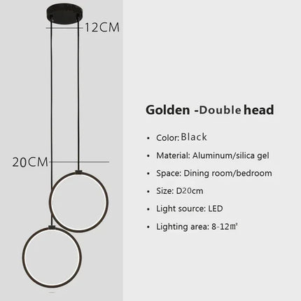 Suspension LED moderne DINDALLED or circulaire pour salon et chambre