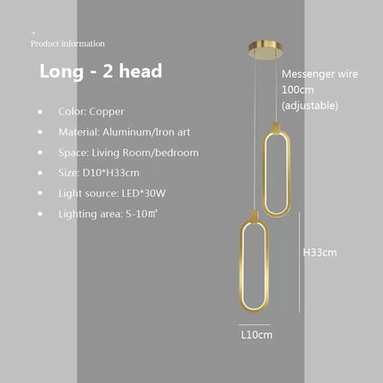 Suspension LED moderne DINDALLED or circulaire pour salon et chambre