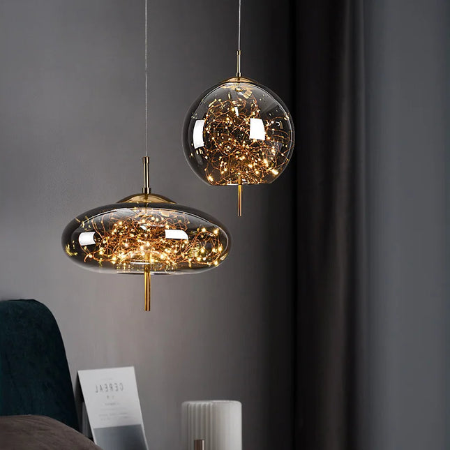 Suspension LED Moderne en Métal, Luminaire Suspendu pour Chambre