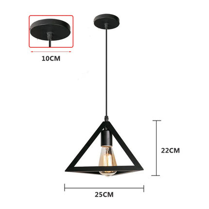 Suspension métal noire design géométrique avec ampoule Edison E27