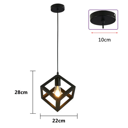 Suspension métal noire design géométrique avec ampoule Edison E27
