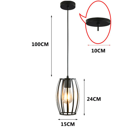 Suspension métal noire design géométrique avec ampoule Edison E27