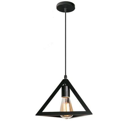 Suspension métal noire design géométrique avec ampoule Edison E27