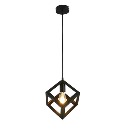 Suspension métal noire design géométrique avec ampoule Edison E27