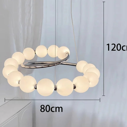 Suspension LED ronde en verre moderne pour intérieur luxe et ambiance chaleureuse