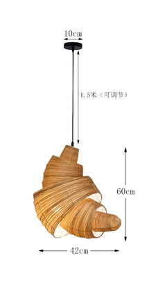 Suspension japonaise en tissu croissant LED pour escalier et chambre