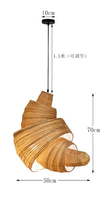 Suspension japonaise en tissu croissant LED pour escalier et chambre