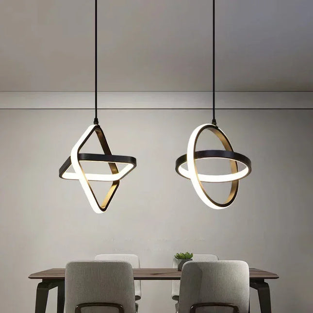 Suspension LED noire minimaliste en aluminium pour intérieur moderne