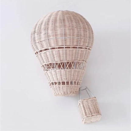 Suspension LED en rotin fait main, lustre ballon à air chaud, lumière chaude pour chambre d’enfant