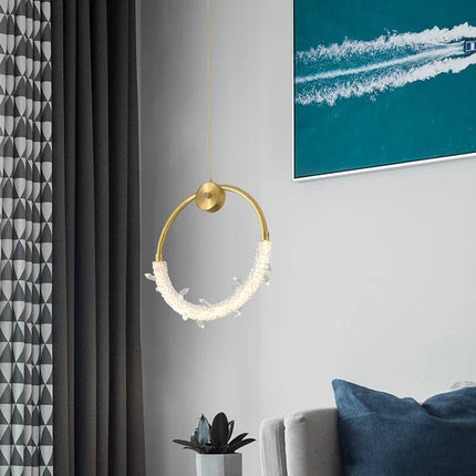 Suspension lustre cuivre moderne en cristal pour ambiance cosy