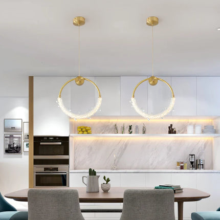 Suspension lustre cuivre moderne en cristal pour ambiance cosy