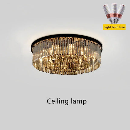Suspension lustre cristal luxe LED design moderne pour salon et salle à manger