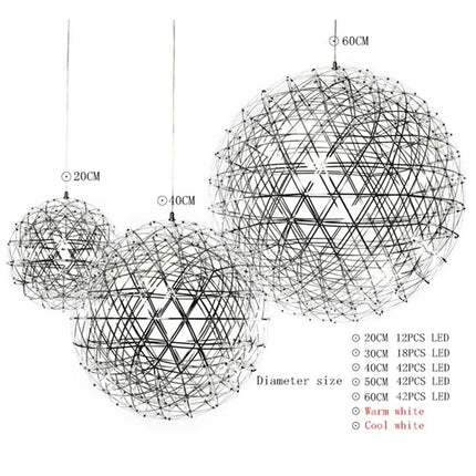 Suspension Loft Moderne boule LED étincelle en acier inoxydable 110-240V