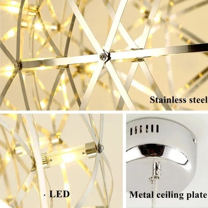Suspension Loft Moderne boule LED étincelle en acier inoxydable 110-240V