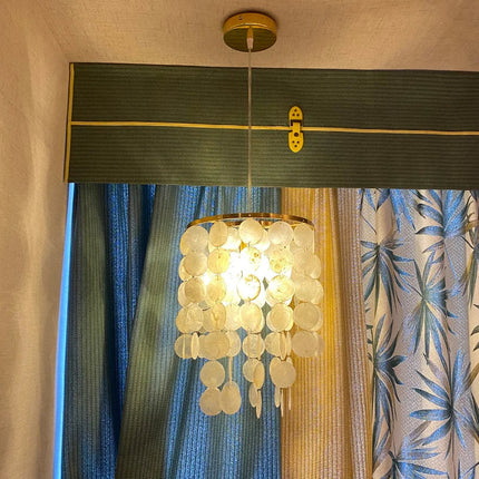 Suspension lustre coquille métal doré chromé pour salon et hôtel
