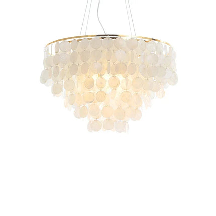 Suspension lustre coquille métal doré chromé pour salon et hôtel