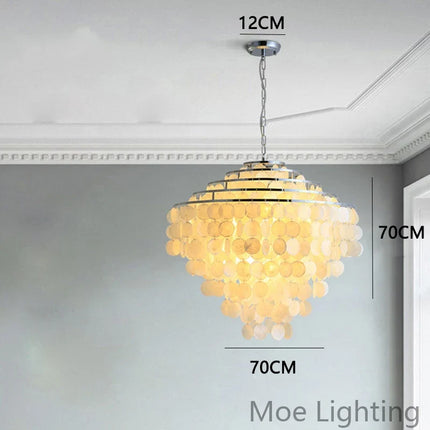 Suspension lustre coquille métal doré chromé pour salon et hôtel