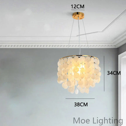 Suspension lustre coquille métal doré chromé pour salon et hôtel