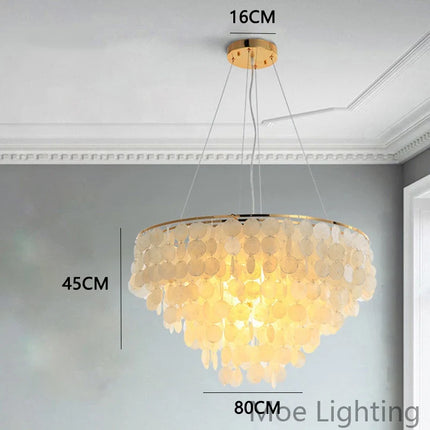 Suspension lustre coquille métal doré chromé pour salon et hôtel