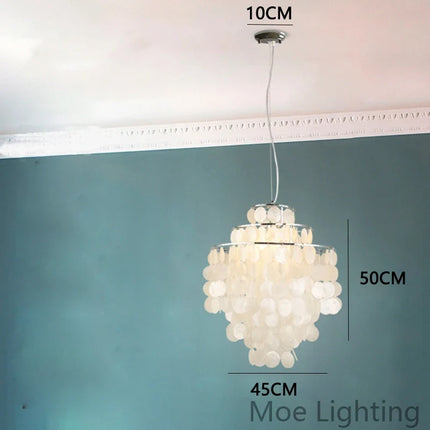 Suspension lustre coquille métal doré chromé pour salon et hôtel