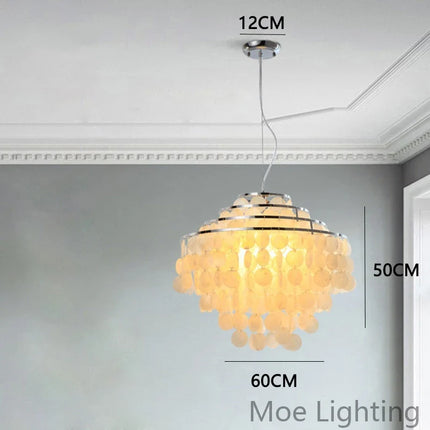 Suspension lustre coquille métal doré chromé pour salon et hôtel
